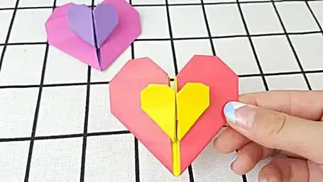 双心折纸手工视频教程 满满的都是爱心 送给妈妈老师的好礼物