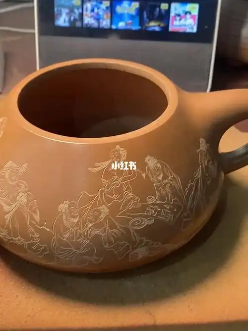 原创紫砂壶刻绘八仙