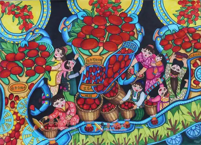 一等奖中学生获奖科幻画作品《和田大枣田间采摘等级分级器》