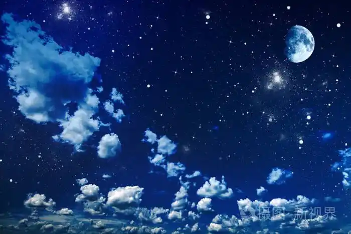 夜空与星星和月亮