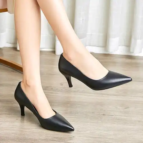 真皮10cm高跟鞋2022年新款皮鞋细跟尖头性感气质单鞋