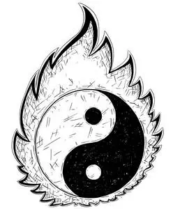 手绘的阴阳金张成泽符号白色背景黑白水彩符号韩国道教文化哲学称为