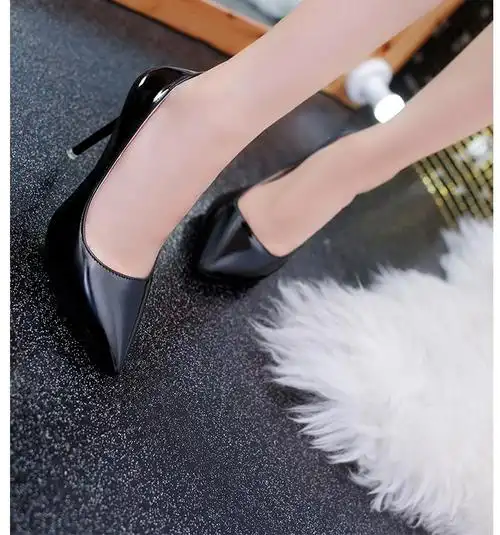 hlcoman44大码45码胖脚女鞋10cm细跟尖头高跟鞋cosplay伪娘反串年会