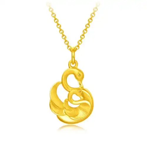 周大福珠宝首饰天鹅吊坠黄金足金计价eof32精品精选