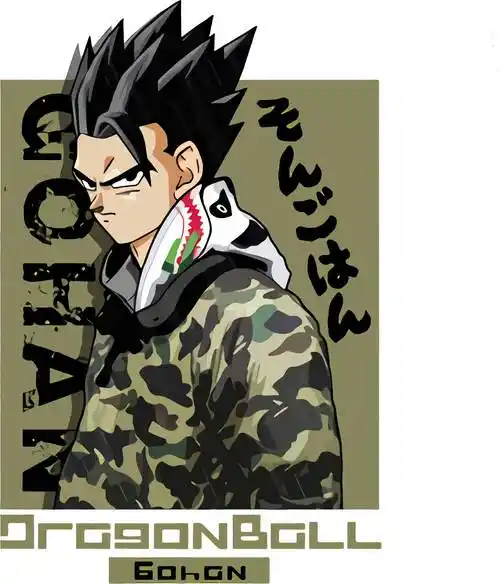 卡通动漫七龙珠字母潮牌印花矢量图服装裁片t恤烫图印花花型素材