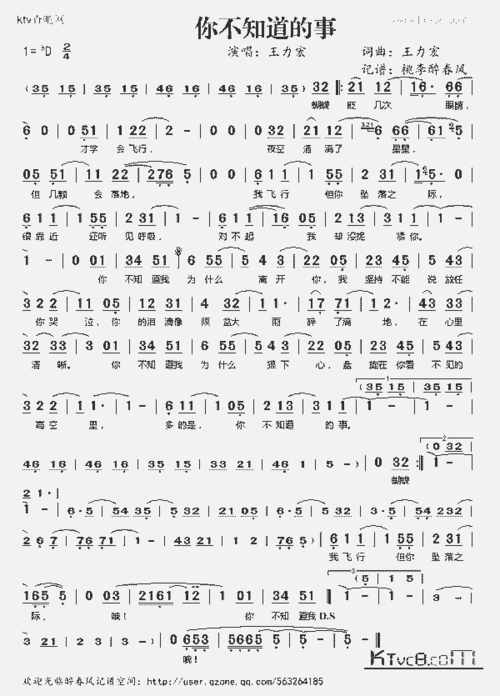 你不知道的事_歌谱简谱_哆来咪123曲谱网