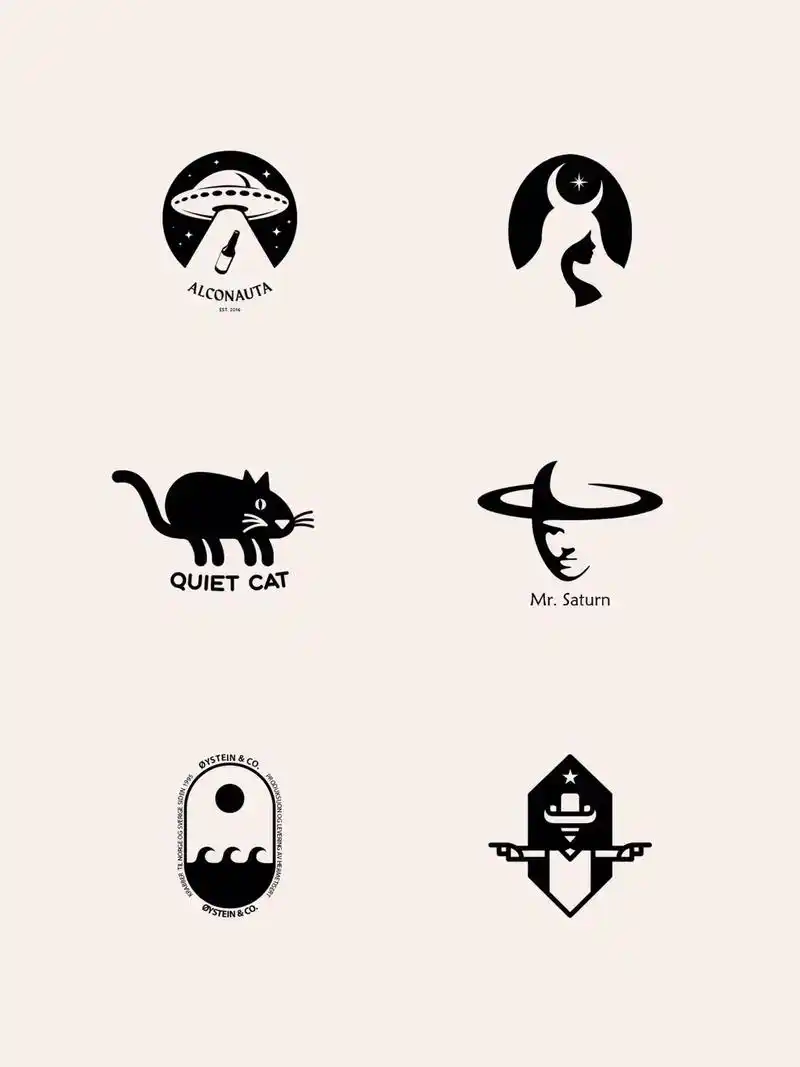 创意logo设计以负空间创造手法和趣味图案为亮点,展现了品牌的创新和