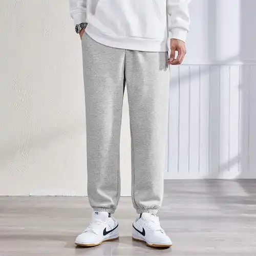 25折价956元唐狮春季新款灰色潮流运动裤男宽松卫裤束脚休闲裤帅气
