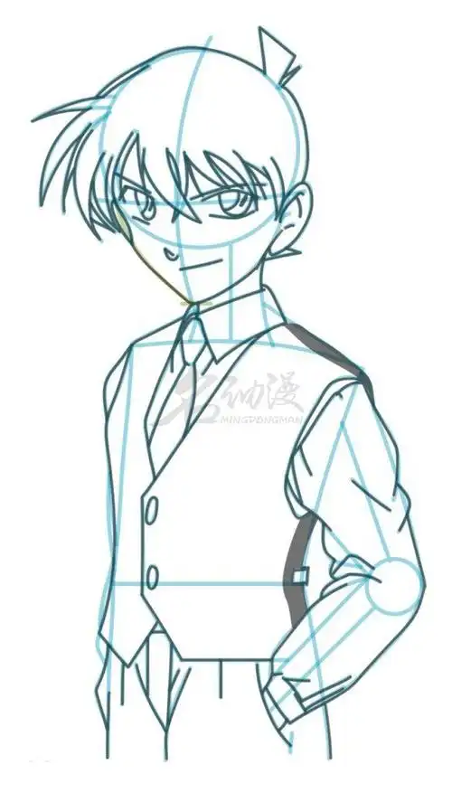 柯南同人怎么画工藤新一同人插画小教程