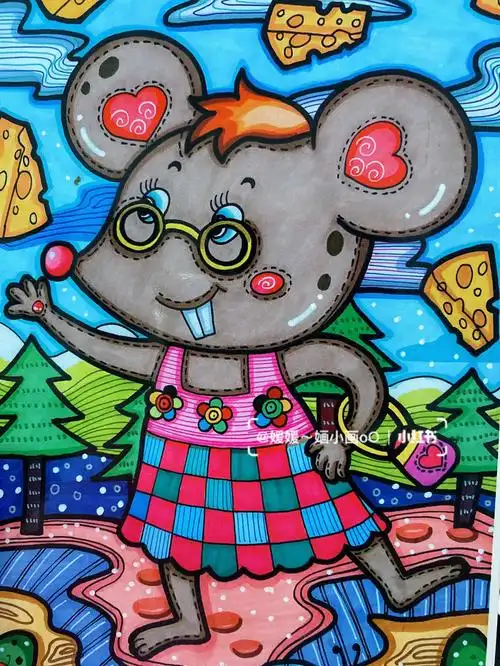 画动物拟人临摹卡中的一张原创作品939393#寻找小红书绘画大神
