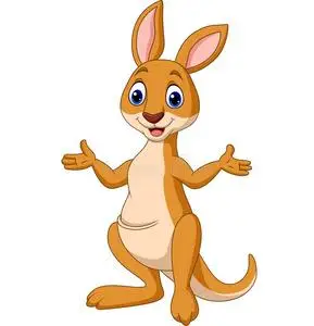 漫画有趣的袋鼠隔离的向白色的背景照片