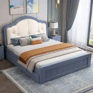 一米五的木床双人床主卧2021年新款实木落地轻奢租房专用床简单的