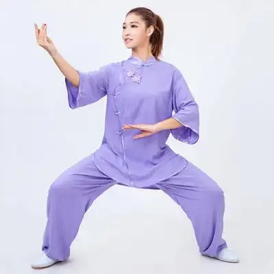 太极服女薄款夏天棉麻短袖套装亚麻棉中国风飘逸时尚太极拳练功服