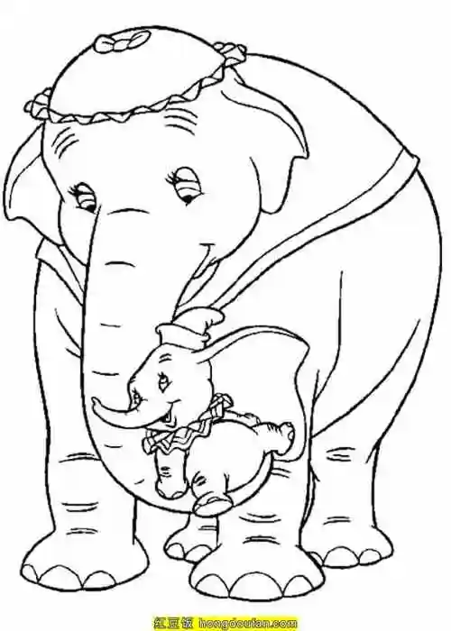 世界上最大的陆地动物!12张大象妈妈和大象宝宝涂色简笔画