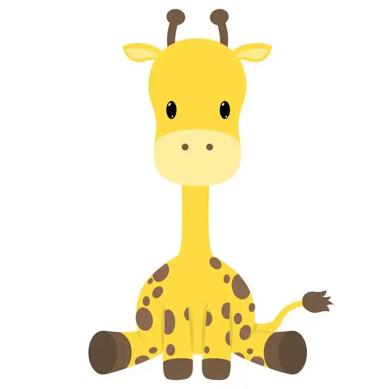 长颈鹿,可爱的卡通小长颈鹿坐