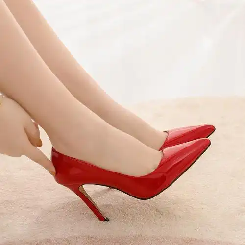 9厘米性感大码尖头单鞋漆皮细高跟单鞋尖头鞋外贸女鞋大职业单鞋