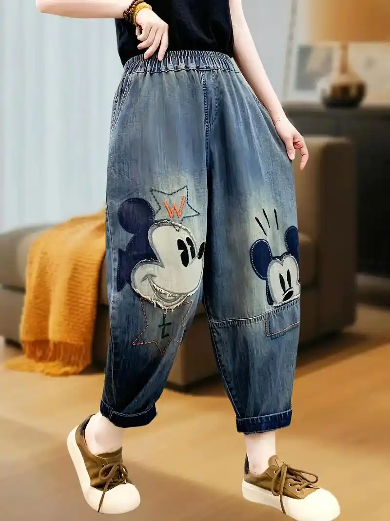 夏季薄款复古卡通贴布刺绣牛仔裤来啦!