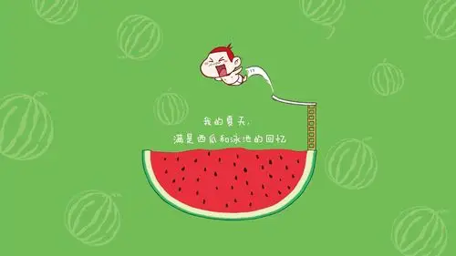 文字控西瓜和泳池的夏天壁纸