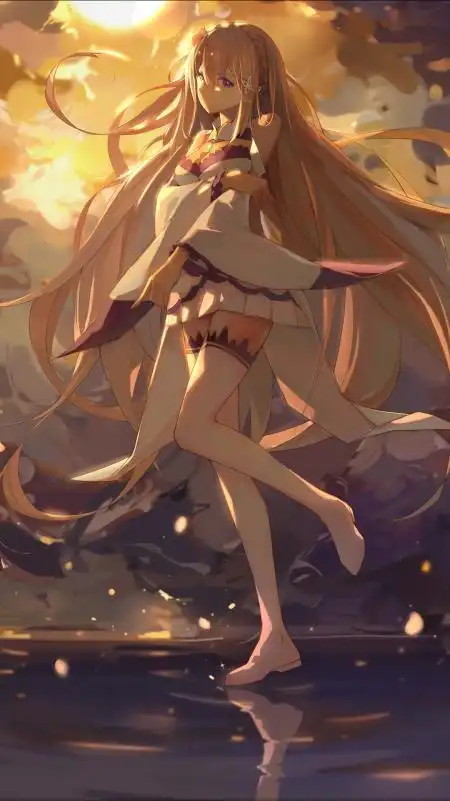 长发美腿 font color=red>动漫少女 /font>手机壁纸1080x1920