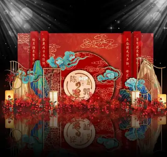 中国风复古中式婚礼背景喷绘psd设计