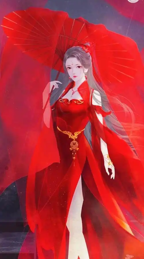 红色着装系列动漫美女