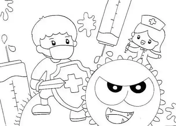 儿童画/宣传画/创意画,新冠病毒儿童画怎么画新冠病毒简笔画好看灰