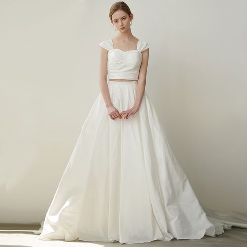 设计师原创实拍两件套分体甜美蓬蓬新娘婚纱户外森系个性写真轻纱