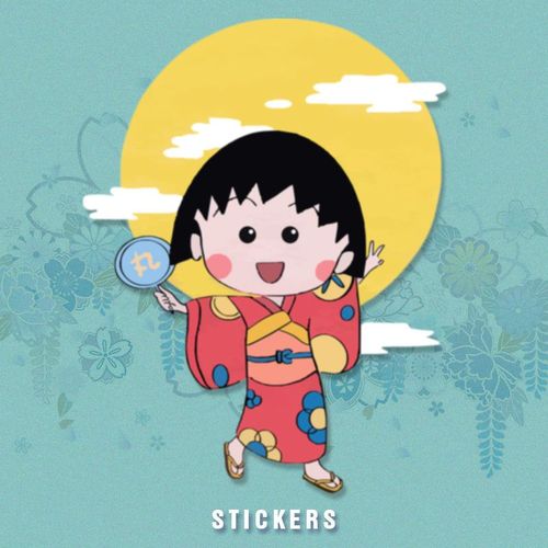 电动摩托车可爱趣味个性创意樱桃小丸子卡通动漫划痕遮挡车身贴纸