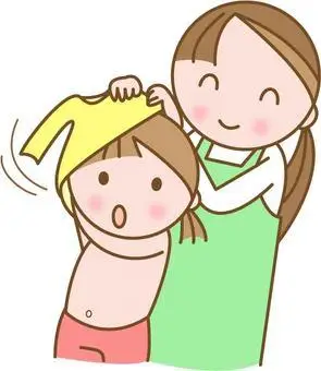 照片素材(图片): 女人为婴儿换衣服