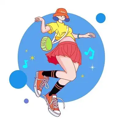 街舞少女潮流时尚舞蹈开心百褶裙跳跃卡通动漫人物街舞舞蹈