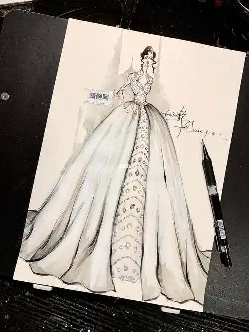 手绘婚纱礼服插画设计效果图