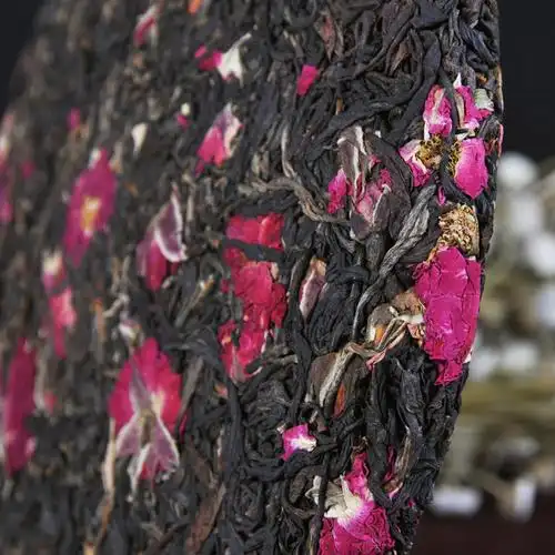 守一轩云南普洱茶 古树滇红金玫瑰花茶 357克 七子饼茶 滇红饼茶