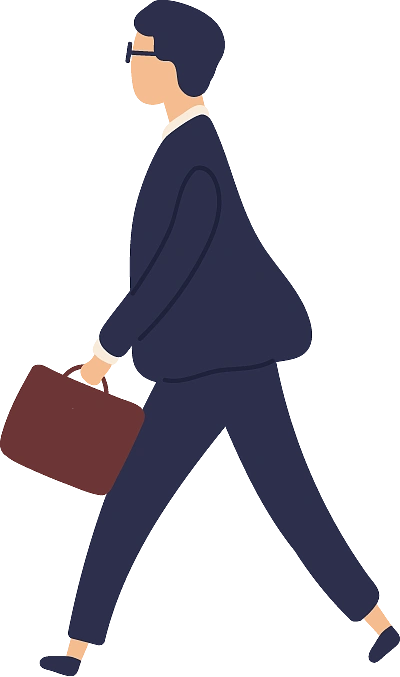 快步行走的白领男子日常休闲生活卡通扁平人物png免抠图