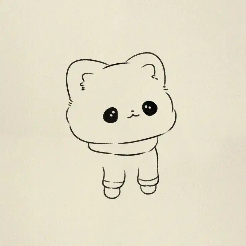 可爱呆萌小猫咪简笔画.给我点个小星星吧,谢谢啦.