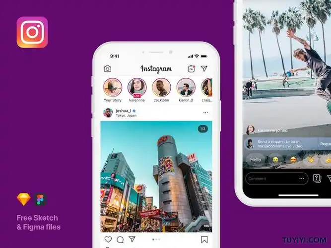 instagram社交app界面ui素材fig sketch源文件
