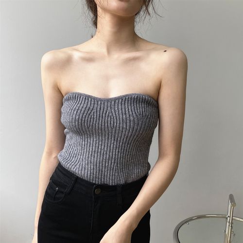 针织抹胸上衣吊带背心女内秋装新款白色打底背心吊带