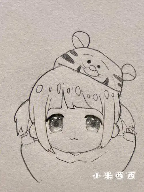 临摹练习可爱小女孩简笔画今天是小老虎