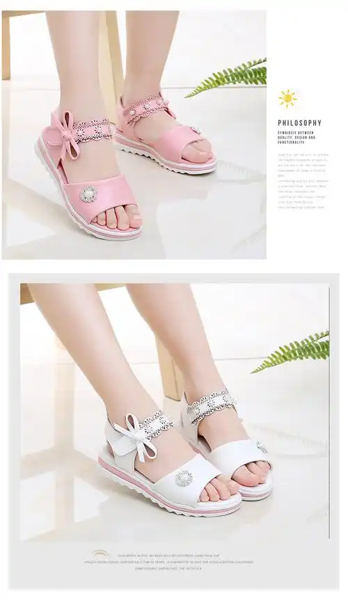 婕秘5到12岁11女孩10夏天9小孩穿8女童7公主凉鞋6蝴蝶结平跟凉鞋4儿童