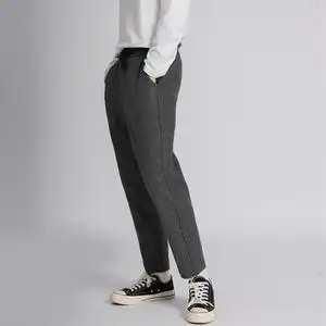 oops studios冬季灰色毛呢裤子男韩版潮流加厚2020新款抽绳休闲裤