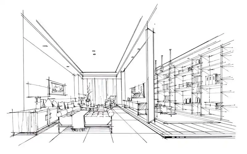 室内设计手绘视频教程【客厅效果图】线稿(合一设计教育)_哔哩哔哩_bi