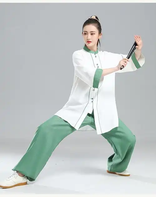 武极堂太极服女夏季新款棉麻中袖练功服武术服表演飘逸中国风太极拳