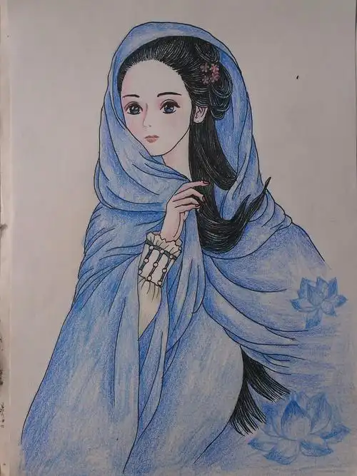 我画的彩铅画花千骨,照网上图片画的,是半临摹作品.