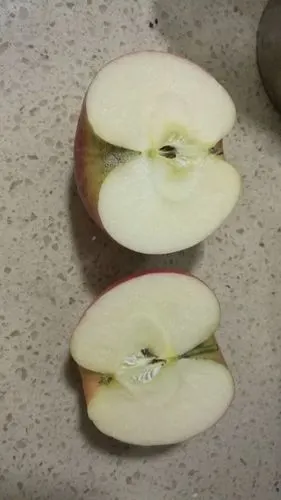 苹果洗净切两半.