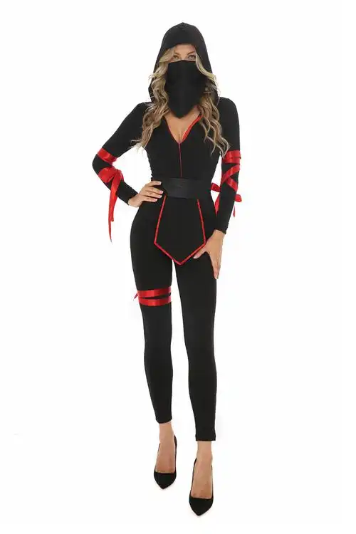 新款cosplay万圣节成人忍者服装演出服蒙面夜行衣武士火影忍者服