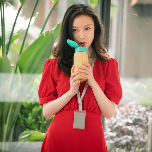 流金岁月朱锁锁倪妮明星同款法式红裙泡泡袖红色连衣裙夏2023新款