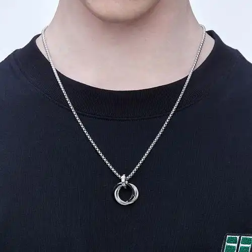 项链guuka潮牌四环相扣吊坠张艺兴同款情侣嘻哈项链