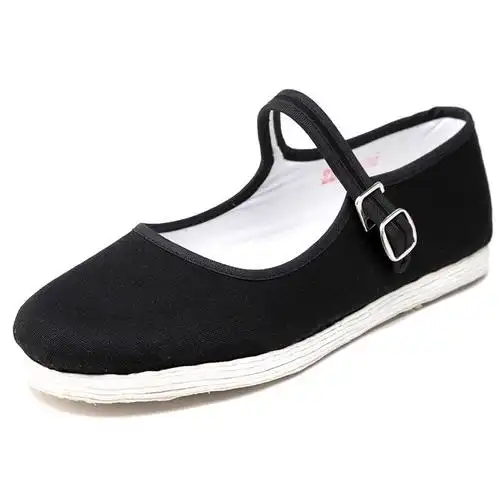 艺汇家春秋女款纯手工布鞋女黑色方口搭扣带千层底中老年妈妈轻便透气