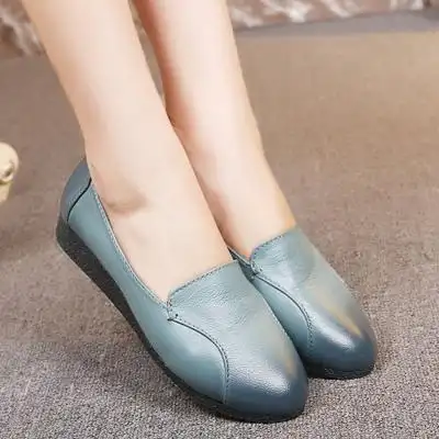 2016新款妈妈鞋平跟软底女鞋真皮防滑中老年皮鞋休闲平底女士单鞋