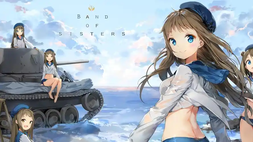 少女姐妹水手服泳装海边坦克动漫壁纸壁纸