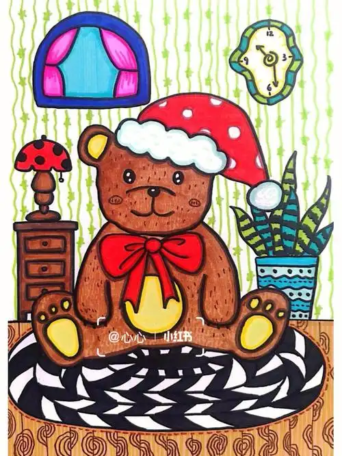 儿童画–可爱的小熊有课件步骤